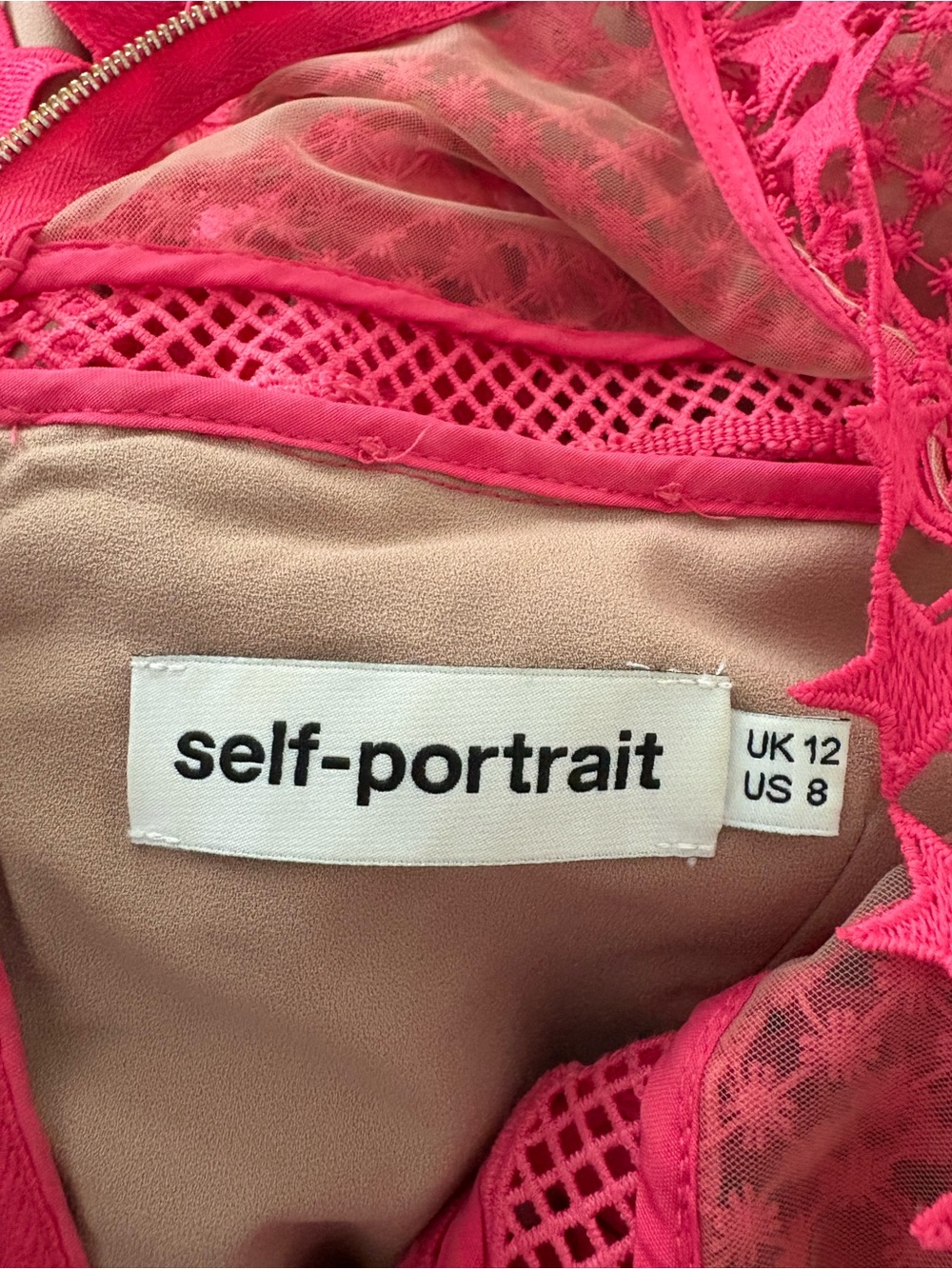 Self-Portrait Pink Yoke Frill Star Guipure Lace Mini Dress - Picture 7 of 8